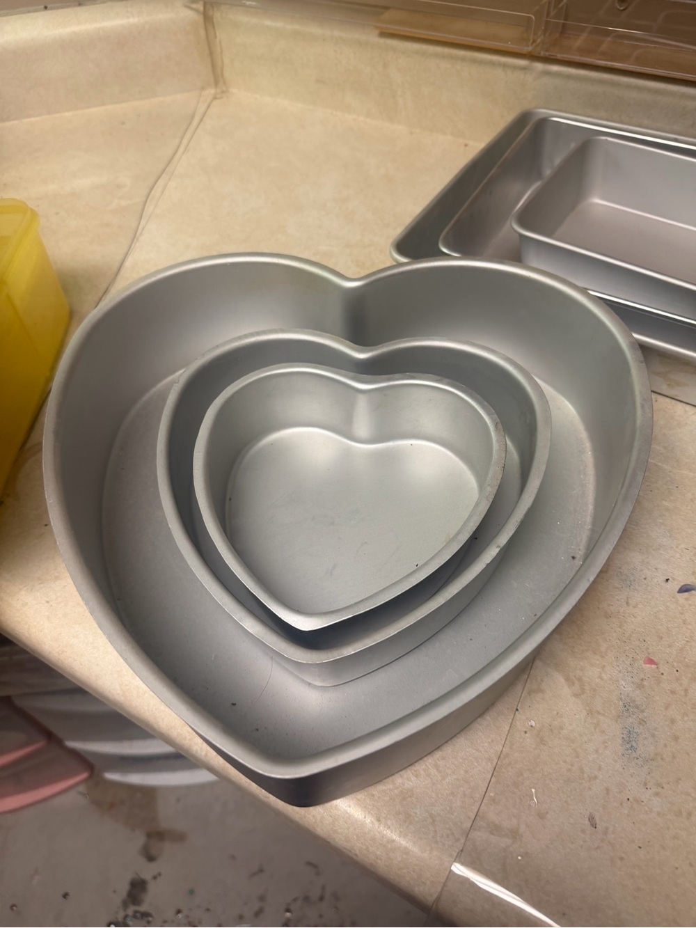 Silver Heart-Shaped Nesting Cake Pans - Set of 3